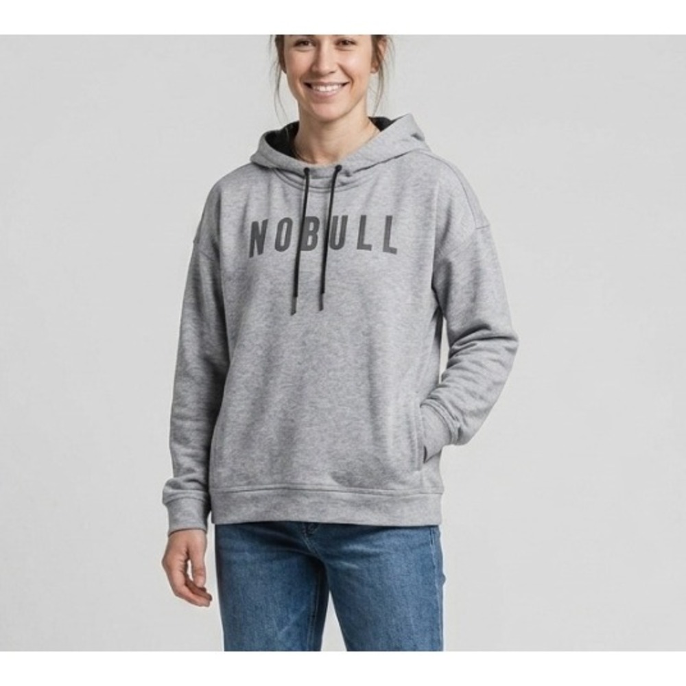 NOBULL Womens Training Hoodie Gray Heather Performance Pullover Sweatshirt Large